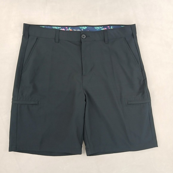 Birdie Bound 36x9 Mens Shorts‎ Golf Cargo Pockets Black Stretch Performance - Picture 1 of 11